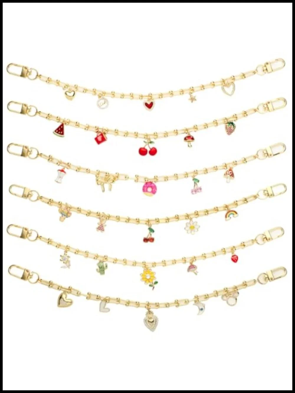 18K Gold Plated Heart Bag Charms with Zirconia Pendants